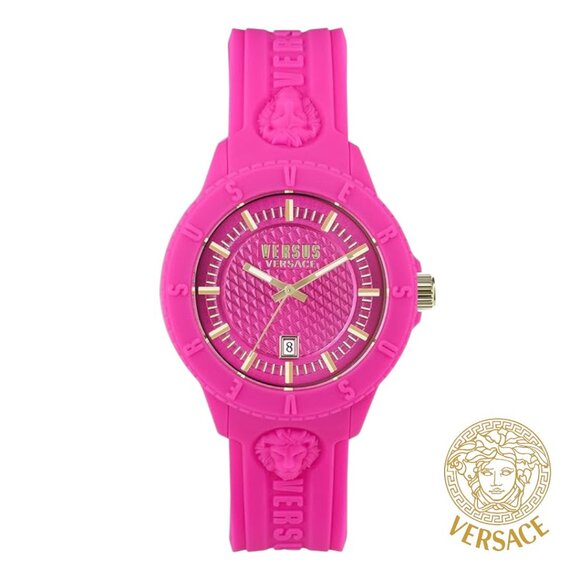 Authentic Versace Versus Collection Silicone Sport Watch- Pink - Unisex